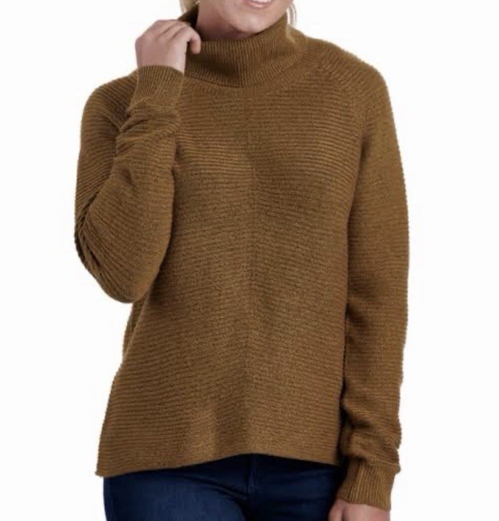Kuhl Womens Solace Sweater Brown Ribbed Knit Raglan Sz Small Gorpcore Outdoors
